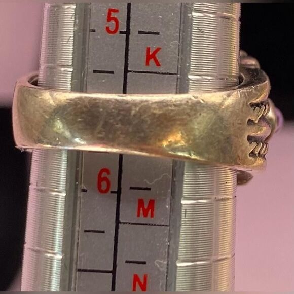 Artisan 925 Sterling Silver Citrine Amethyst Gemstone Ring Boho Ornate Band 5.5 - Picture 6 of 6